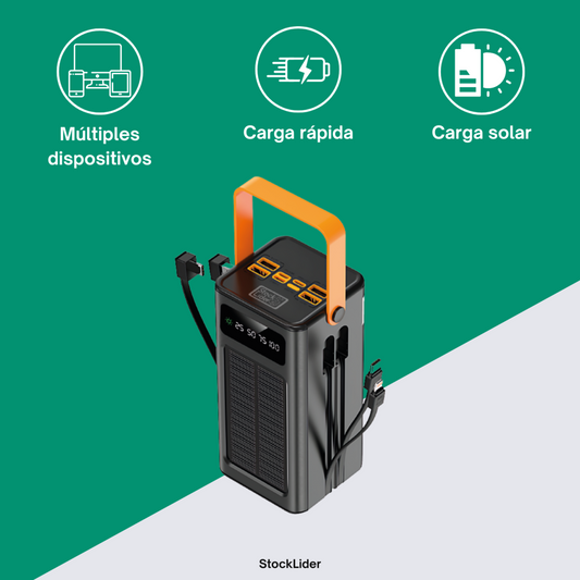 Powerbank con carga solar de 50.000 mAh de Stock Líder