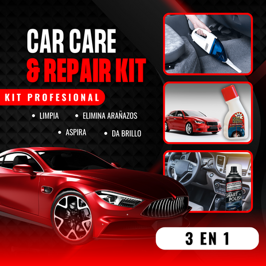 Kit 3 en 1 para coche: elimina arañazos, da brillo y aspira tu coche como un profesional